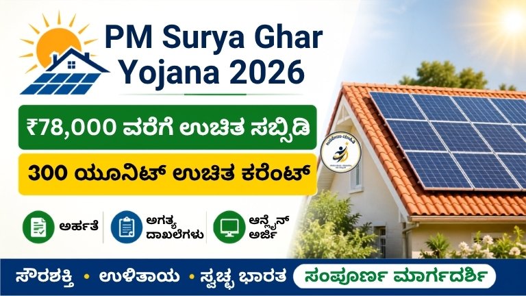 PM Surya Ghar Yojana 2026 ಯೋಜನೆಯ ಸೌರ ವಿದ್ಯುತ್ ಸಹಾಯಧನದ ಮಾಹಿತಿ