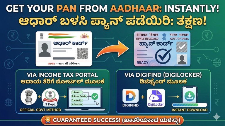 Aadhaar inda PAN Number heg padeyodu - DIGIFIND ಮತ್ತು Income Tax Portal ಮೂಲಕ PAN Number ಹೇಗೆ ಪಡೆಯುವುದು
