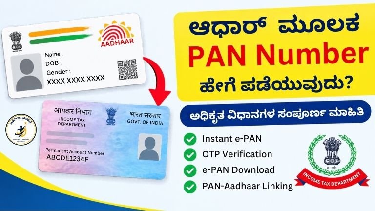 Finding the PAN card number using Aadhaar ಪಡೆಯುವ ಅಧಿಕೃತ ವಿಧಾನಗಳು