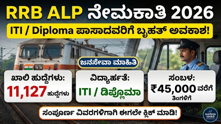RRB ALP Recruitment 2026 ರೈಲ್ವೆಯಲ್ಲಿ 11,127 Assistant Loco Pilot ಹುದ್ದೆಗಳ ನೇಮಕಾತಿ ಮತ್ತು ₹19,900 ಸಂಬಳ ಮಾಹಿತಿ