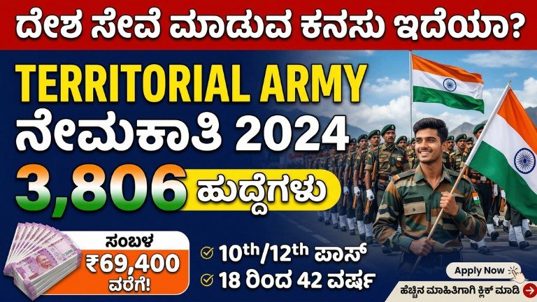 Army Recruitment 2026 Territorial Army jobs Kannada