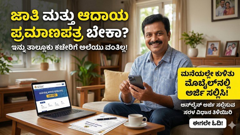 ಮೊಬೈಲ್‌ನಲ್ಲೇ ಜಾತಿ ಮತ್ತು ಆದಾಯ ಪ್ರಮಾಣಪತ್ರ ಅರ್ಜಿ ಆನ್‌ಲೈನ್ ಅರ್ಜಿ ಸಲ್ಲಿಸುವ ವಿಧಾನ