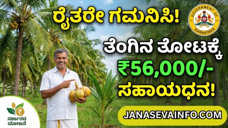 ತೆಂಗಿನ ತೋಟಕ್ಕೆ ₹56,000 ಸಹಾಯಧನ – Coconut Farm Subsidy 2026 ಮಾಹಿತಿ