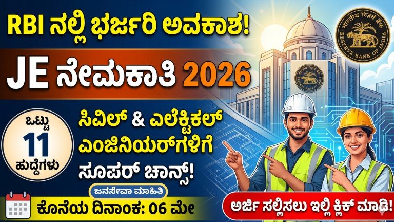 RBI JE Recruitment 2026 11 vacancies apply online last date May 6 Kannada
