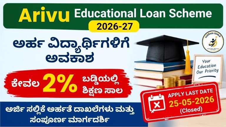 Arivu Educational Loan Scheme 2026-27 Karnataka minority students education loan at 2 percent interest apply online
