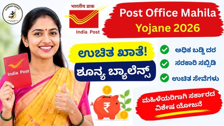 post office mahila yojane 2026 Zero Balance Account Free Scheme for Women Kannada