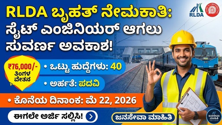 RLDA ನೇಮಕಾತಿ 2026 Site Engineer ಹುದ್ದೆಗಳು ₹76,000 ವೇತನ ಅರ್ಜಿ ವಿವರಗಳು