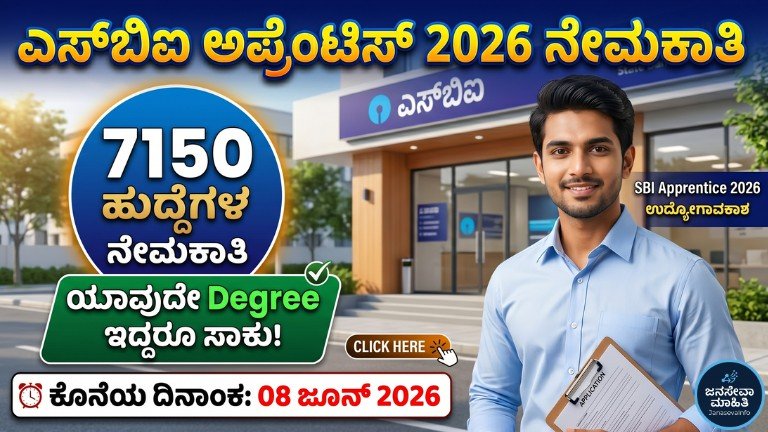 SBI Apprentice Recruitment 2026 ನಲ್ಲಿ 7150 ಹುದ್ದೆಗಳ ಭರ್ಜರಿ ನೇಮಕಾತಿ ಕುರಿತ ಕನ್ನಡ ಮಾಹಿತಿ