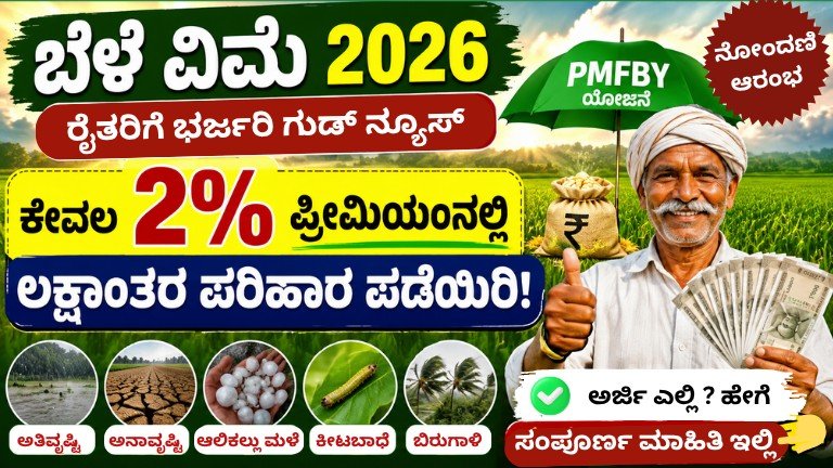 Crop Insurance 2026 ಯೋಜನೆಯಡಿ ರೈತರಿಗೆ ಕೇವಲ 2% ಪ್ರೀಮಿಯಂನಲ್ಲಿ ಲಕ್ಷಾಂತರ ಪರಿಹಾರ ಪಡೆಯುವ ಅವಕಾಶ