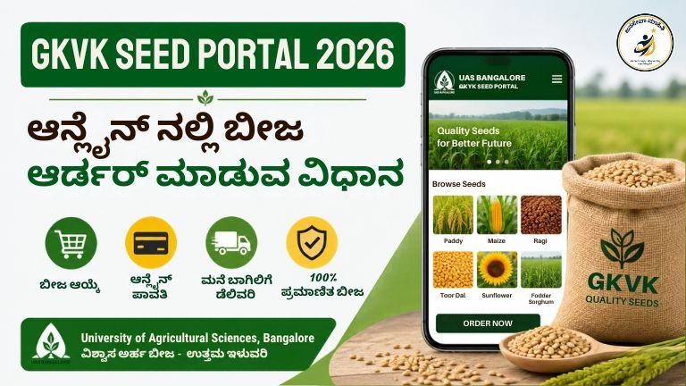 GKVK Seed Portal 2026 ಮೂಲಕ ರೈತರು ಆನ್‌ಲೈನ್‌ನಲ್ಲಿ ಬಿತ್ತನೆ ಬೀಜ ಆರ್ಡರ್ ಮಾಡುತ್ತಿರುವ ದೃಶ್ಯ