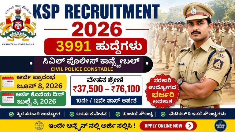 Civil Police Constable Recruitment 2026 Civil Police Constable 3991 Posts Apply Online