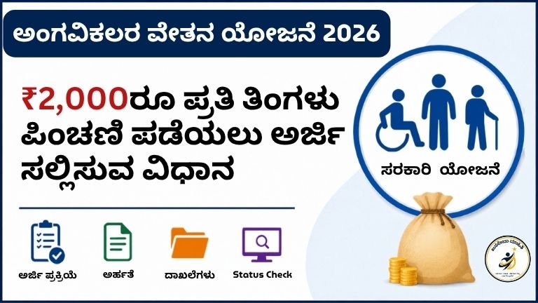 Disability Salary Scheme 2026 – ₹800 ರಿಂದ ₹2,000 ಮಾಸಿಕ ಪಿಂಚಣಿ, ಅರ್ಜಿ ಸಲ್ಲಿಕೆ, ಅರ್ಹತೆ ಮತ್ತು Status Check ಮಾಹಿತಿ