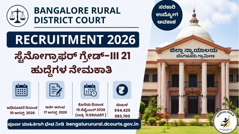Bengaluru Rural District Court Recruitment 2026 21 Stenographer Grade III vacancies