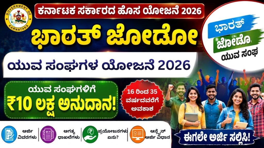 Bharat Jodo Youth Association Scheme 2026 – ಯುವ ಸಂಘಗಳಿಗೆ ₹10 ಲಕ್ಷ ಅನುದಾನ
