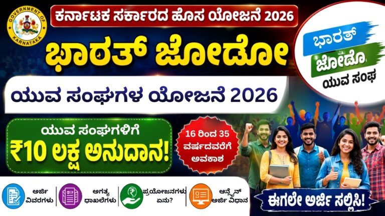 Bharat Jodo Youth Association Scheme 2026 – ಯುವ ಸಂಘಗಳಿಗೆ ₹10 ಲಕ್ಷ ಅನುದಾನ