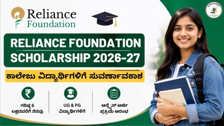 Reliance Foundation Scholarship 2026-27– ವಿದ್ಯಾರ್ಥಿಗಳಿಗೆ ₹6 ಲಕ್ಷದವರೆಗೆ ನೆರವು