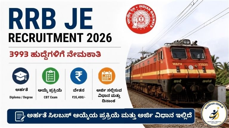 RRB JE Recruitment 2026– 3993 ಹುದ್ದೆಗಳು ಮತ್ತು ₹35,400 ವೇತನ